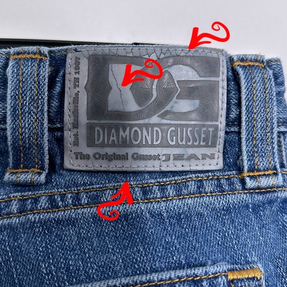 Diamond Gusset Blue Jeans Size 34x32 - Picture 10 of 13
